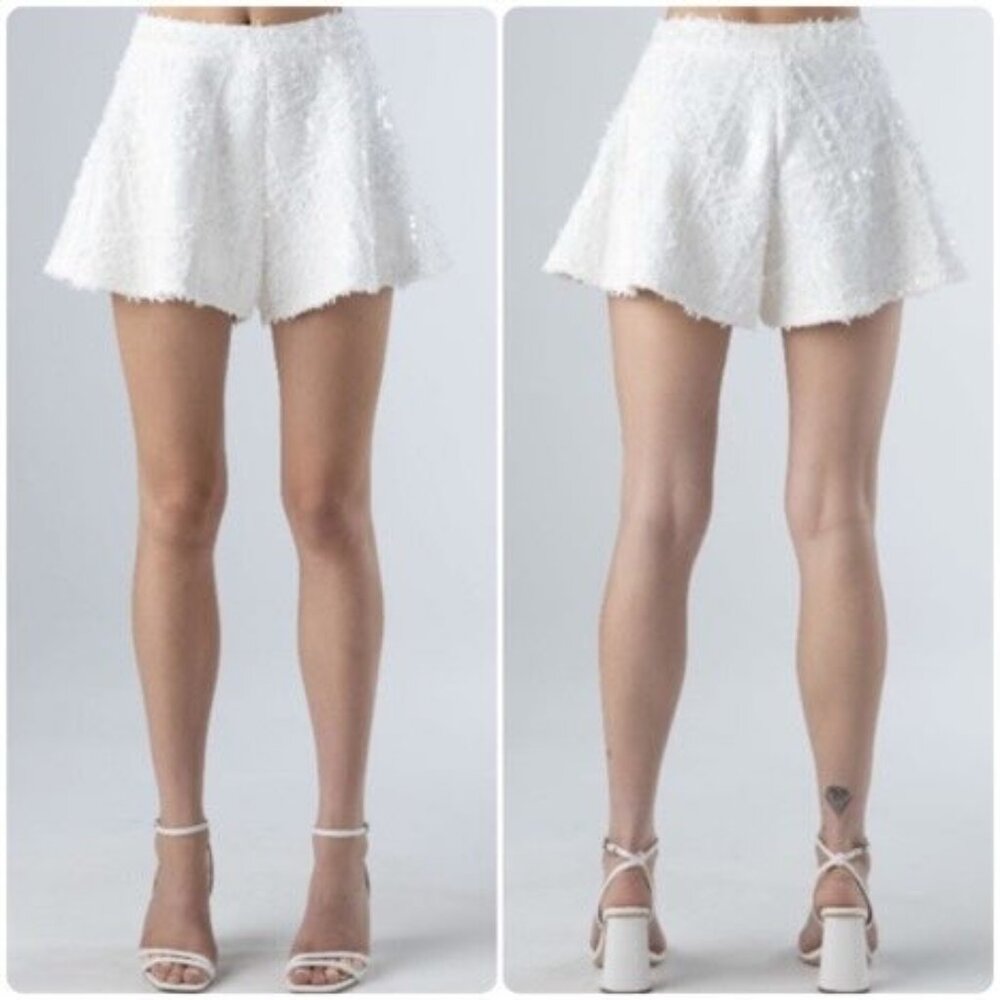 NWT - DANCE AND MARVEL Cream Sequin Shorts – L